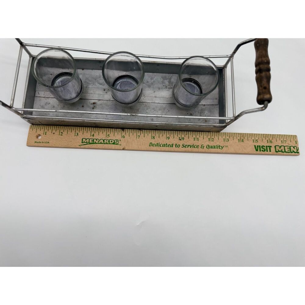 Metal tray with handles 3 votive candle holder decor - Picture 3 of 9